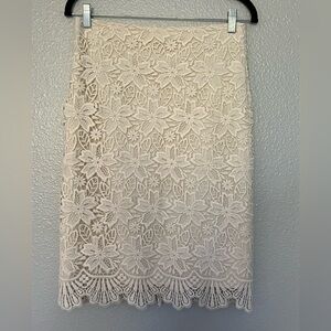 J. Crew Collection Cream Guipure Lace Pencil Skirt